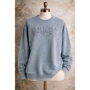Vintage Comfort Authentic Aruba Sweatshirt 2XL Blue Faded Crew Pullover